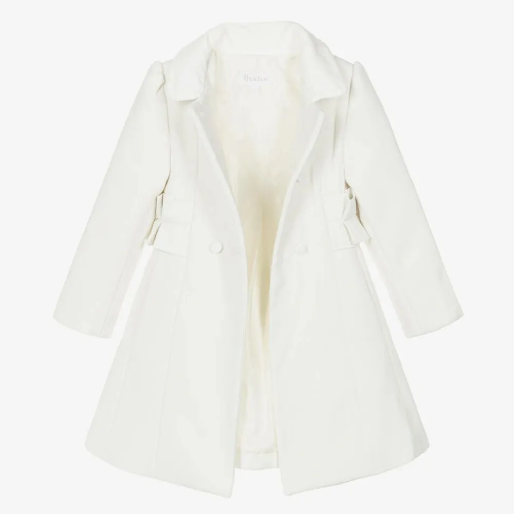 Patachou Coats & Jackets*Girls Ivory Felted Ruffle Coat