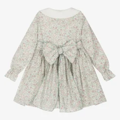 Abuela Tata Dresses*Girls Ivory Floral Print Cotton Dress
