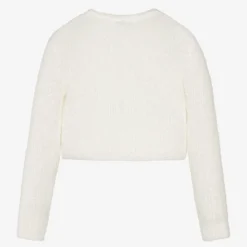 Elsy Tops*Girls Ivory Fluffy Knit Cardigan