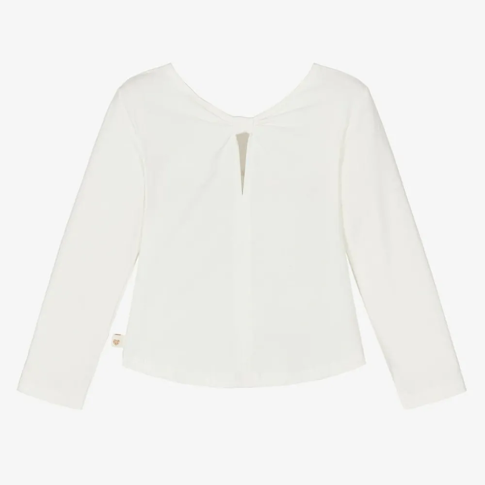 Boboli Tops*Girls Ivory Graphic Print Cotton Top