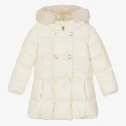 Mayoral Coats & Jackets*Girls Ivory Hooded Puffer Coat