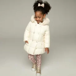 Mayoral Coats & Jackets*Girls Ivory Hooded Puffer Coat
