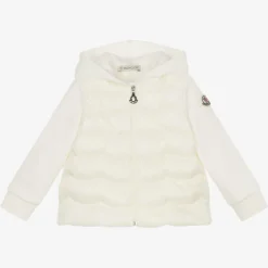 Moncler Enfant Tops*Girls Ivory Hooded Zip Up Top