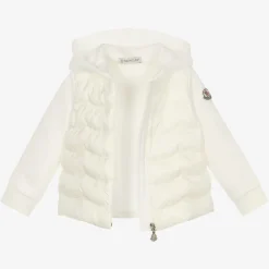 Moncler Enfant Tops*Girls Ivory Hooded Zip Up Top