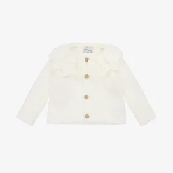 Mebi Tops*Girls Ivory Knit Collar Cardigan