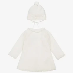 Mayoral Coats & Jackets*Girls Ivory Knitted Pram Coat & Hat Set