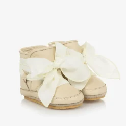 Donsje Pre Walkers|Pre Walkers*Girls Ivory Leather Bow Pre Walkers Cream