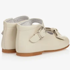 Childrens Classics Bar Shoes|Bar Shoes*Girls Ivory Leather Bow Shoes