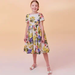 Dolce amp; Gabbana Wedges & Heels|Wedges & Heels*Girls Ivory Leather DG Heeled Sandals