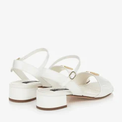 Dolce amp; Gabbana Wedges & Heels|Wedges & Heels*Girls Ivory Leather DG Heeled Sandals