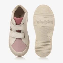 Falcotto by Naturino Trainers*Girls Ivory Leather Glitter Stripe Trainers