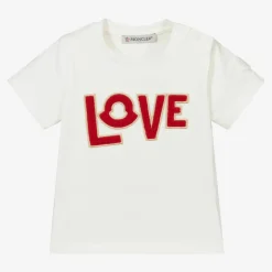 Moncler Enfant Tops*Girls Ivory Love T-Shirt