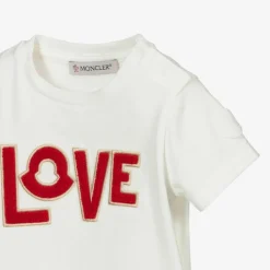 Moncler Enfant Tops*Girls Ivory Love T-Shirt