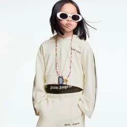 Palm Angels Tops*Girls Ivory Milano Jersey Hoodie