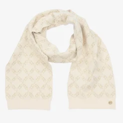 Michael Kors Kids Scarves*Girls Ivory MK Empire Logo Scarf