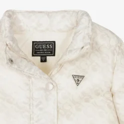 Guess Coats & Jackets*Girls Ivory Monogram Puffer Jacket