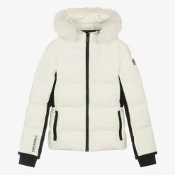 Moncler Enfant Snowwear*Girls Ivory New Guyane Ski Jacket