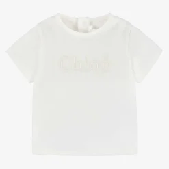 Chloé Tops*Girls Ivory Organic Cotton T-Shirt