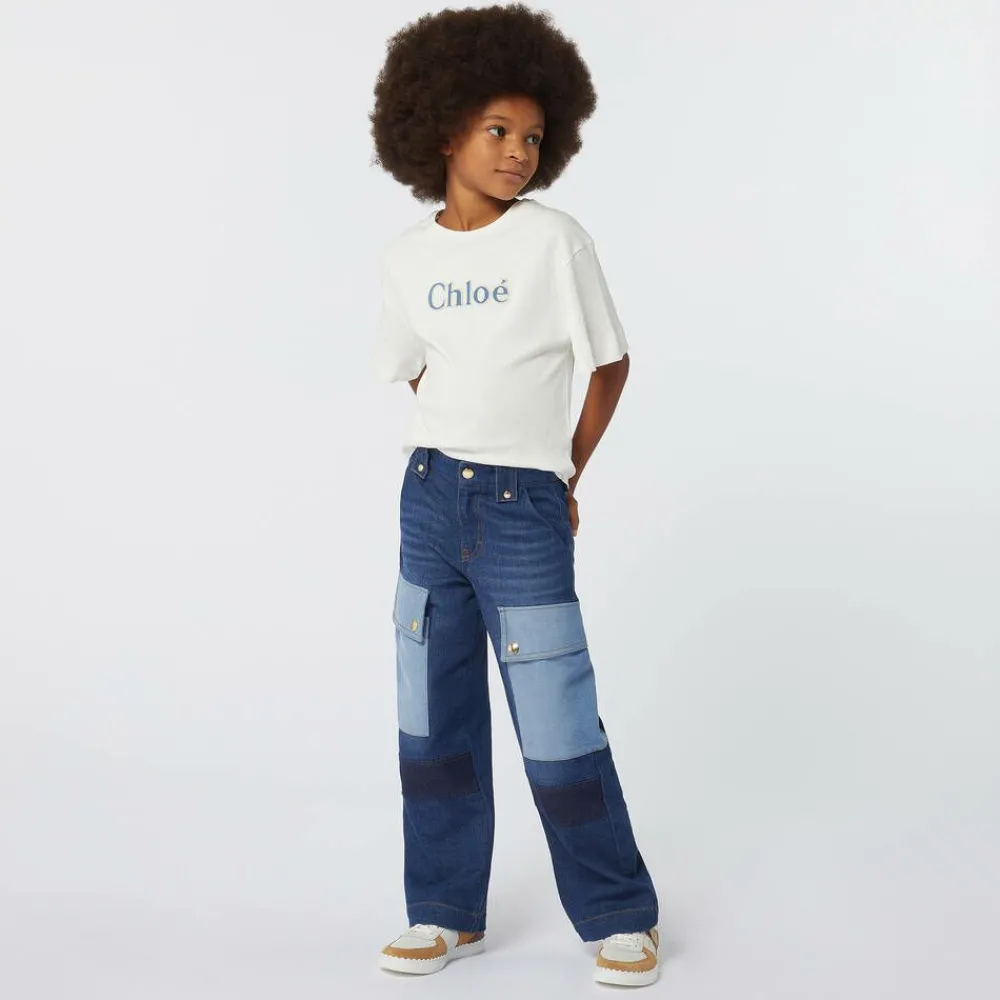 Chloé Tops*Girls Ivory Organic Cotton T-Shirt
