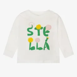 Stella McCartney Kids Tops*Girls Ivory Organic Cotton Floral Top