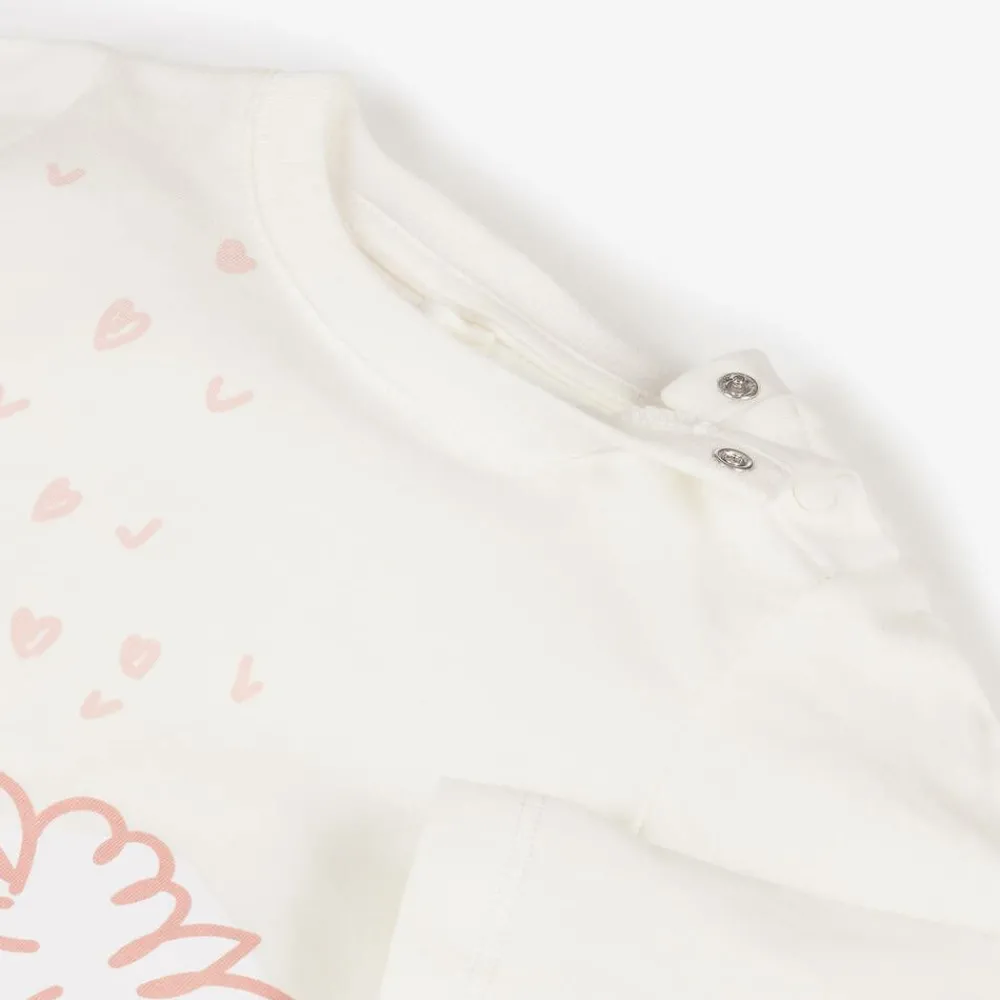 Stella McCartney Kids Tops*Girls Ivory Organic Cotton Flower Top
