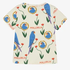 Mini Rodini Tops*Girls Ivory Organic Cotton Parrot T-Shirt