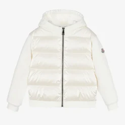 Moncler Enfant Tops*Girls Ivory Padded Cotton Zip-Up Top