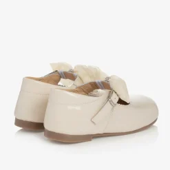 Childrens Classics Bar Shoes*Girls Ivory Patent Bow Shoes