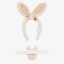 Meri Meri Costumes*Girls Ivory Plush Bunny Hairband Set