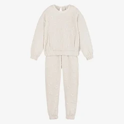 Mayoral Tracksuits*Girls Ivory Ribbed Flower Tracksuit