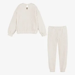 Mayoral Tracksuits*Girls Ivory Ribbed Flower Tracksuit