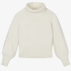 iDO Junior Tops*Girls Ivory Roll Neck Sweater