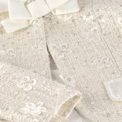 Mama Luma Coats & Jackets*Girls Ivory Sequin Tweed Jacket