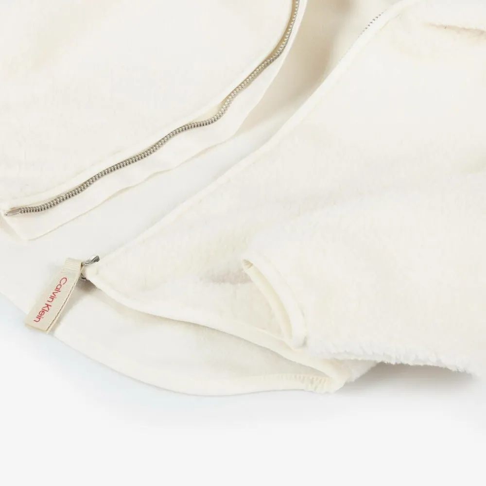 Calvin Klein Tops*Girls Ivory Sherpa Fleece Zip-Up Top