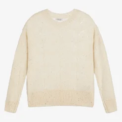 Mayoral Tops*Girls Ivory Sparkle Knit Sweater