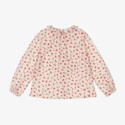 Bonpoint Tops*Girls Ivory Stripe Cherry Cotton Blouse
