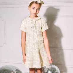 Patachou Dresses*Girls Ivory Tweed Dress