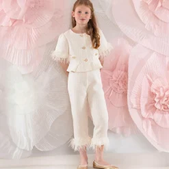Patachou Outfit Sets*Girls Ivory Tweed Trouser Set