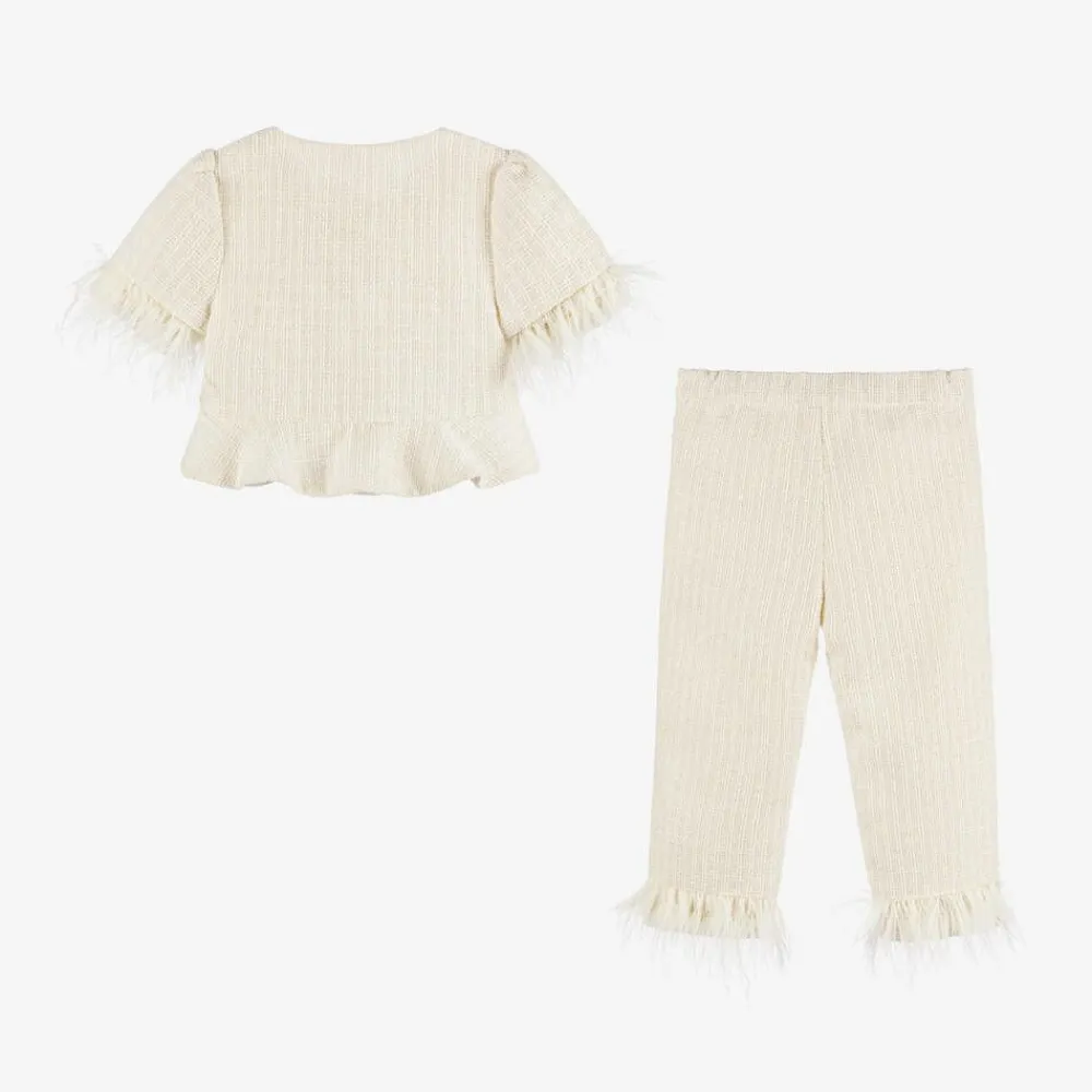 Patachou Outfit Sets*Girls Ivory Tweed Trouser Set