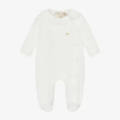Pureté Du... Bébé Babysuits*Girls Ivory Velour Babygrow