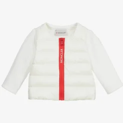 Moncler Enfant Tops*Girls Ivory Zip-Up Puffer Top