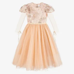 EIRENE Dresses*Girls Long Pink Sequinned Tulle Dress