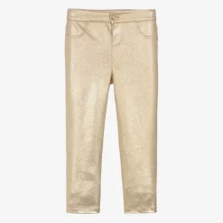 Angels Face Leggings*Girls Metallic Jeggings Gold