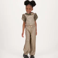 Angels Face Outfit Sets*Girls Metallic Jersey Trouser Set Gold