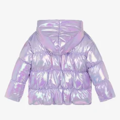 Billieblush Coats & Jackets*Girls Metallic Purple Heart Puffer Jacket