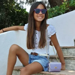 Zaccone Bags*Girls Metallic Purple Shoulder Bag (14cm)