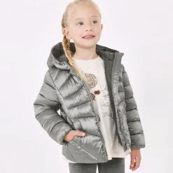 Mayoral Coats & Jackets*Girls Metallic Silver Puffer Jacket