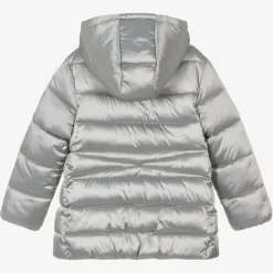 Mayoral Coats & Jackets*Girls Metallic Silver Puffer Coat
