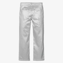 NAME IT Trousers*Girls Metallic Silver Straight-Leg Jeans