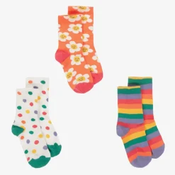 Frugi Socks*Girls Multicoloured Cotton Socks (3 Pack)